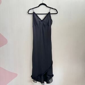 Vintage Black Sheer Babydoll Maxi Dress, Gothic Coquette Formal‎ Grunge Small
